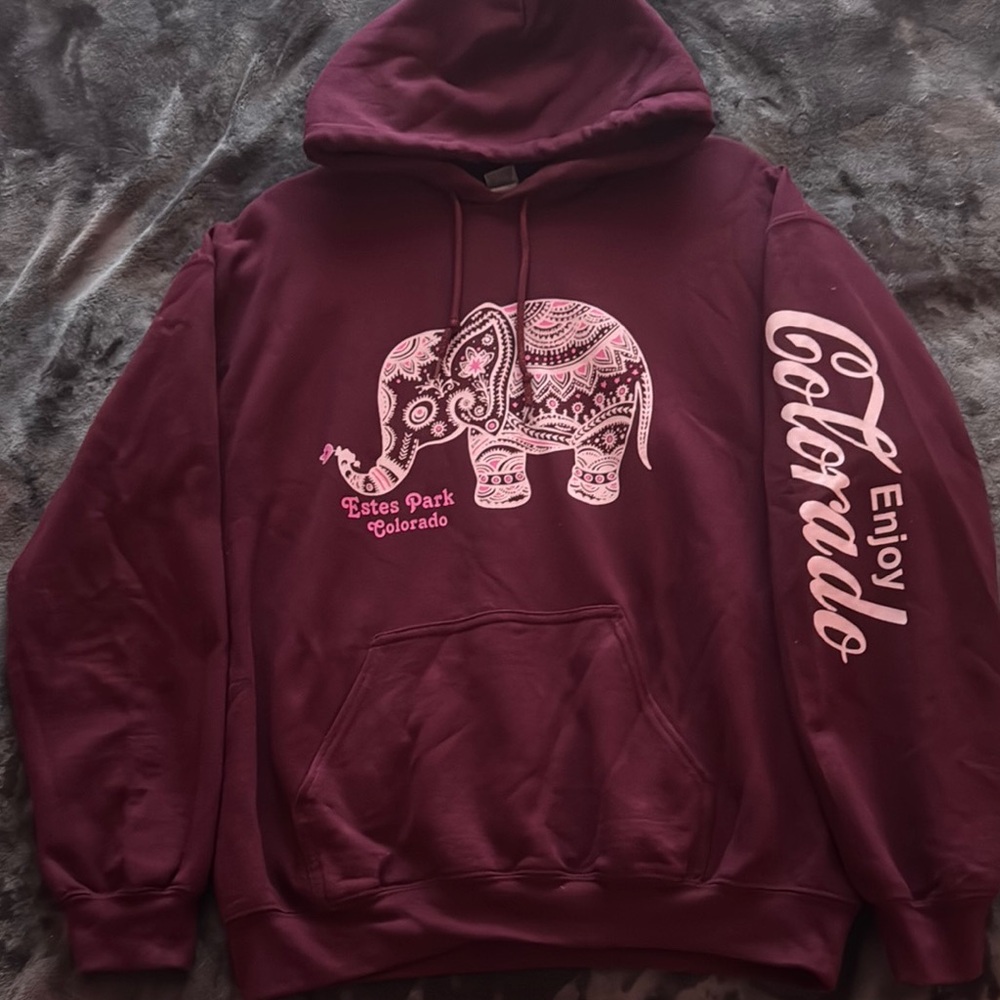Maroon Elephant Hoodie - Colorado
